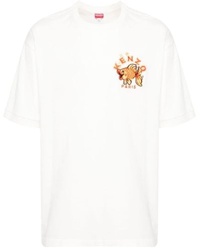 KENZO T-shirt à broderies Kingyo - Blanc