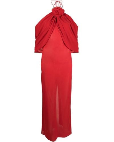 Magda Butrym Draped Silk Maxi Dress - Red