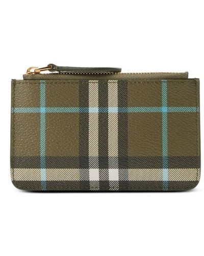 Burberry Chain-detailing Check-pattern Wallet - Green