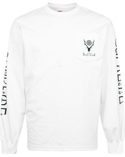 Supreme T-shirt a maniche lunghe x South2 West8 - Bianco