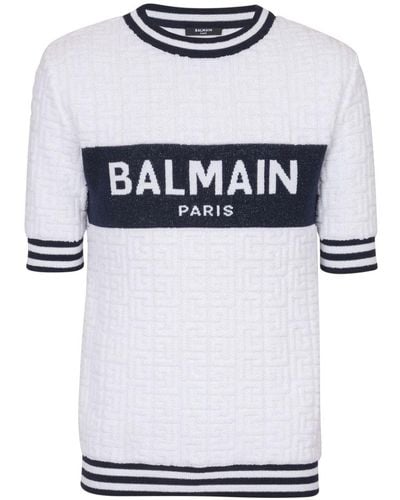 Balmain Pb Labyrinth Knitted T-shirt - White