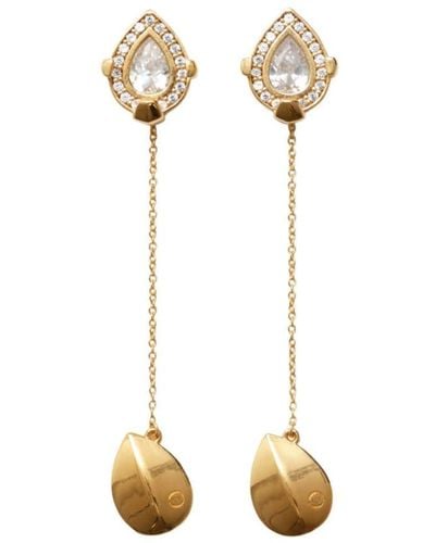 Burberry Shield Pendant Crystal-embellished Earrings - Metallic