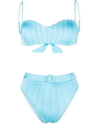 Noire Swimwear Bikini mit hohem Bund - Blau