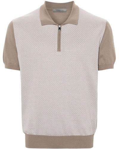 Corneliani Mini-check Fine-knit Polo Shirt - Grey