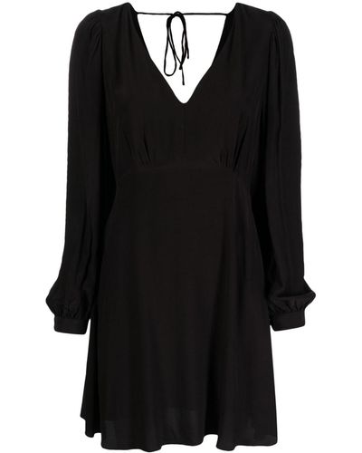 Tommy Hilfiger Puff-sleeve V-neck Flared Dress - Black