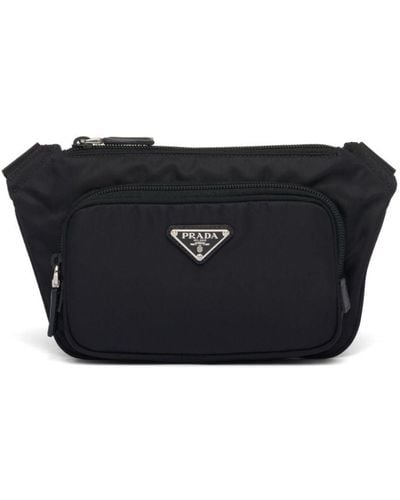 Prada Logo-appliqué Re-nylon Belt Bag - Black