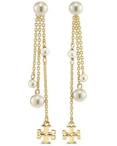 Tory Burch Kira Pearl-embellished Drop Earrings - Metallic