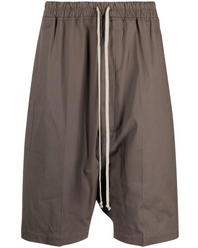 Rick Owens Drawstring-elasticated Waist Drop-crotch Shorts - Gray