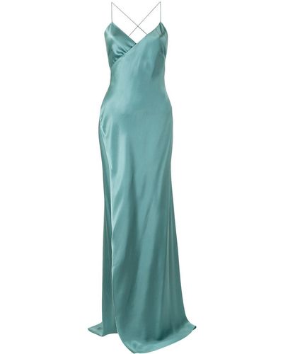 Michelle Mason Strappy Wrap Gown - Green