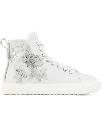 Giuseppe Zanotti Crystal-embellished High-top Trainers - White