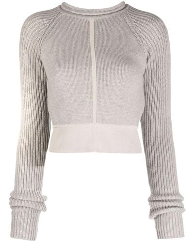 Rick Owens Ribbed Cropped Sweater - Gray