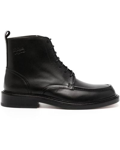 Maison Kitsuné Lace-up Leather Boots - Black