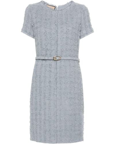 Gucci Vestido corto con cinturón - Gris