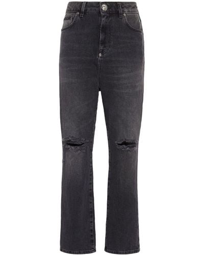 Philipp Plein Distressed Cropped Jeans - Blue
