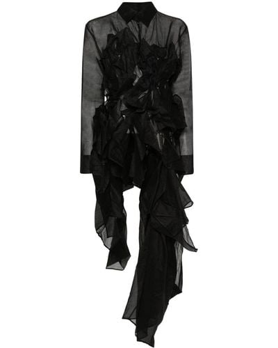 Yohji Yamamoto Asymmetric Ruffled Dress - Black