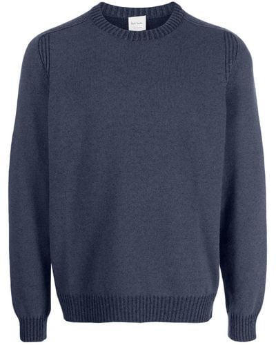 Paul Smith Ribbed-trim Lambs Wool Sweater - Blue