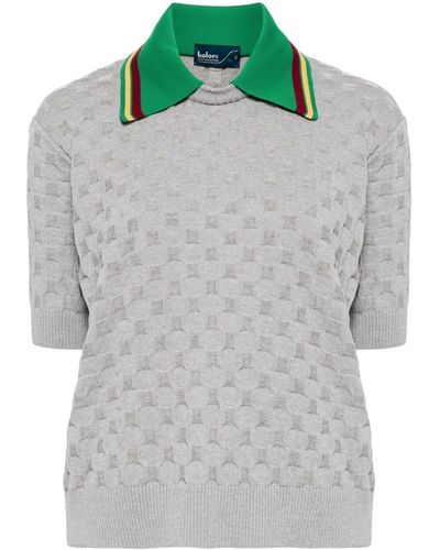 Kolor Geometric Knitted Polo Shirt - Gray