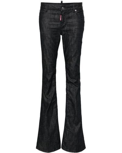 DSquared² Flared Stretch Cotton Jeans With Mid-rise And Distressed Effect - Blue