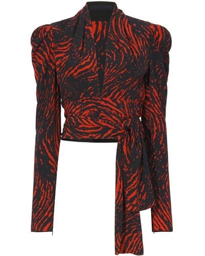 Proenza Schouler Abstract-print V-neck Top - Red