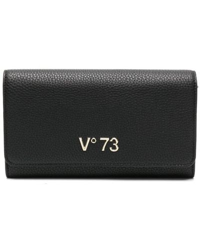 V73 Logo-plaque Faux-leather Wallet - Black