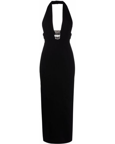 Saint Laurent Crystal-embellished Halterneck Dress - Black