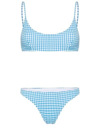 Mc2 Saint Barth Naomi Gingham-check Bikini Set - Blue