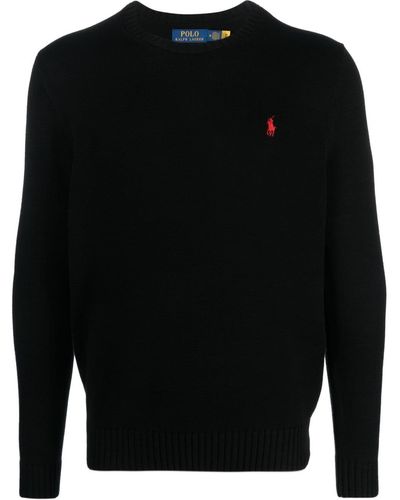 Polo Ralph Lauren Logo-embroidered Crew-neck Sweater - Black
