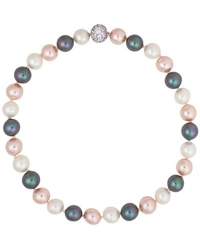Fantasia by Deserio Faux-pearl Sterling Silver Necklace - Metallic
