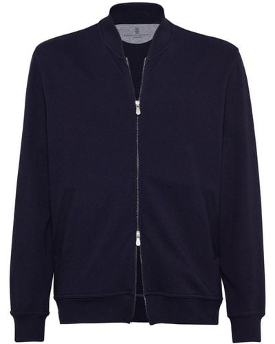 Brunello Cucinelli Sweater Van Katoenblend Met Rits - Blauw