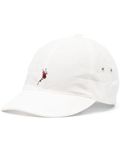 Undercover Floral-embroidered Curved-peak Cap - White