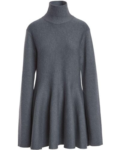 Khaite Clarice High-neck Wool-blend Mini Dress - Grey