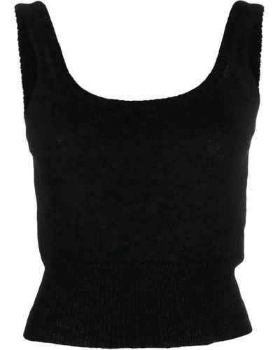 FEDERICA TOSI Brushed Scoop-neck Vest Top - Black