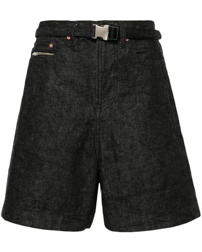 Sacai Jeans-Shorts mit Gürtel - Schwarz