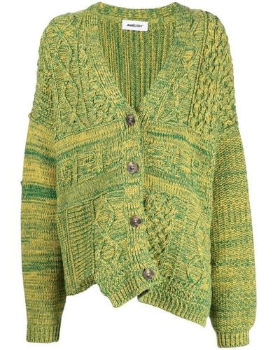 Ambush Marl-knit V-neck Cardigan - Green