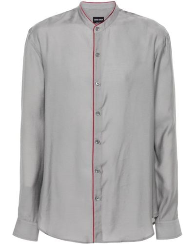 Giorgio Armani Contrasting-border Poplin Shirt - Grey
