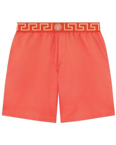 Versace Greca-waistband Swim Shorts - Red