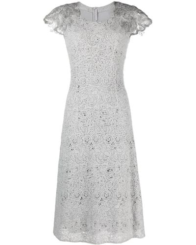 Ermanno Scervino Croched-knit Midi Dress - Grey