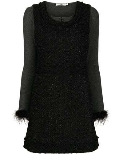 B+ AB Vestido corto de tweed - Negro