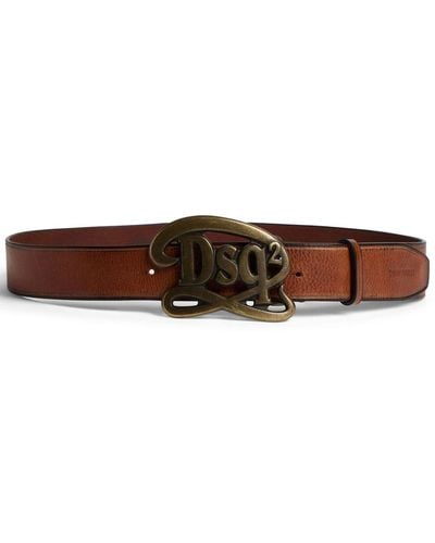 DSquared² Logo-buckle Leather Belt - Brown