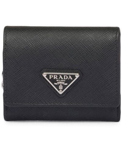 Prada Triangle Logo Leather Wallet - Black