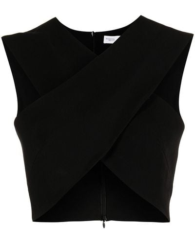 Rosetta Getty Crossover Cut-out Top - Black