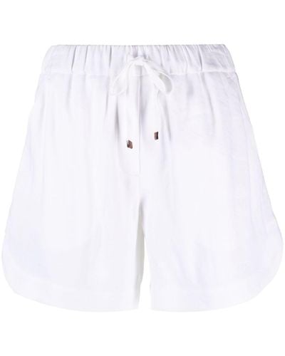 Lorena Antoniazzi Side-stripes Drawstring Linen Shorts - White