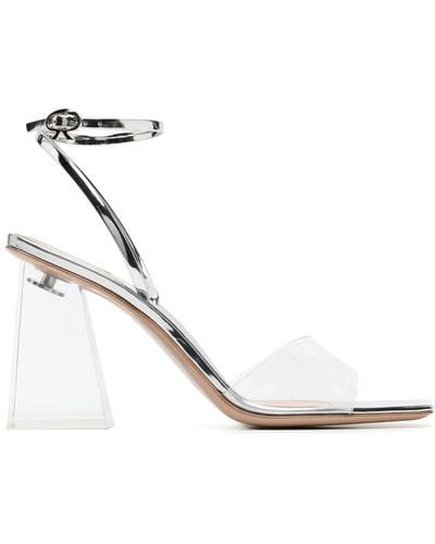 Gianvito Rossi Silver Cosmic 85 Leather Sandals - Women's - Calf Leather/plexiglass - White