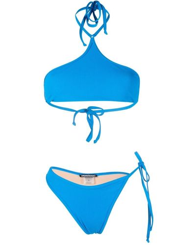 ANDREADAMO Ribgebreide Bikini - Blauw