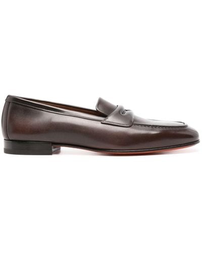 Santoni Figaro Leather Loafers - Brown