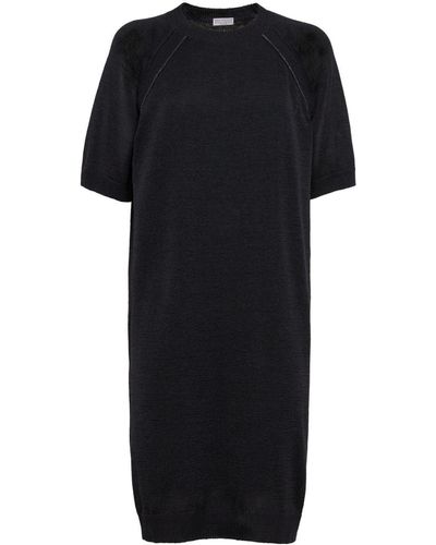 Brunello Cucinelli Fine-knit Cotton T-shirt Dress - Black