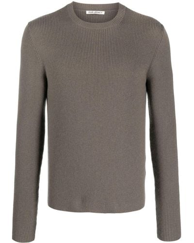 Our Legacy Ribbed-knit Merino Wool Sweater - Gray