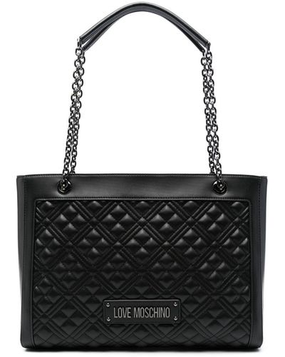 Love Moschino Logo-lettering Quilted Tote Bag - Black