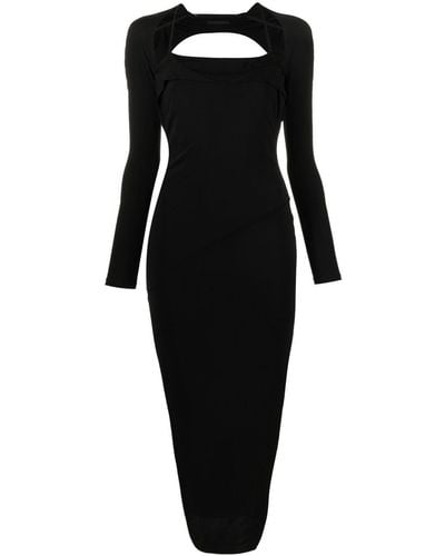 Helmut Lang Backless Long-sleeved Maxi Dress - Black