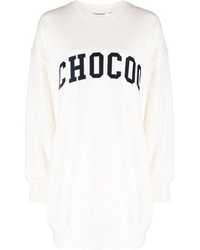 Chocoolate Kleid mit rundem Ausschnitt - Weiß
